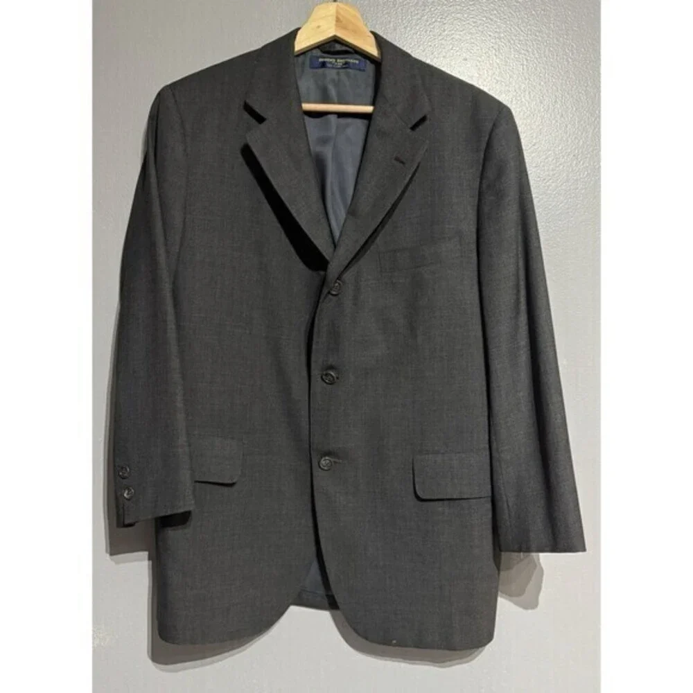 Vintage Brooks Brothers 346 Mens 40 GRAY USA Wool Blazer Sport Coat Suit Jacket